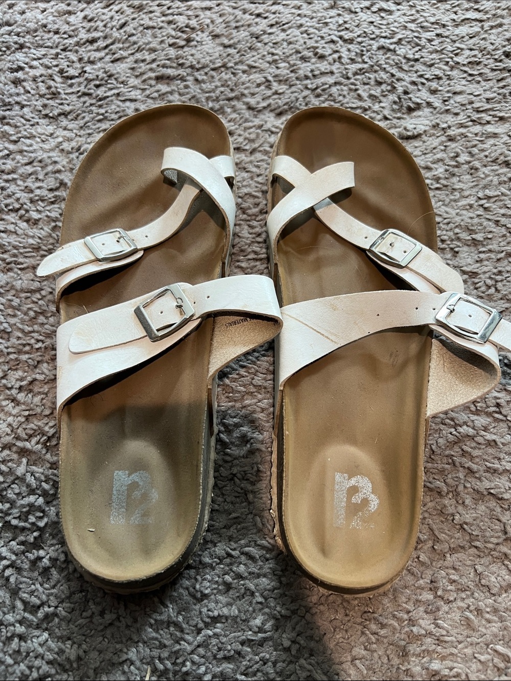 White Crisscross Buckle Slide Sandals